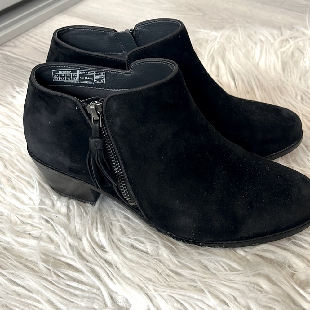 Suede black booties